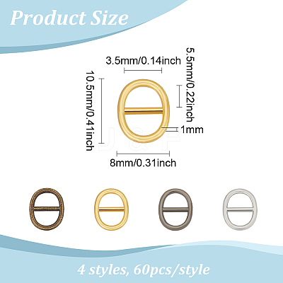 240Pcs 4 Colors Alloy Buckle Clasps FIND-FG0002-85-1