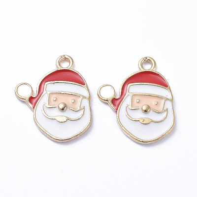 Golden Plated Alloy Enamel Pendants X-ENAM-D040-C09-G-1