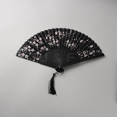 Bamboo & Silk Folding Fan AJEW-WH20018-66C-1