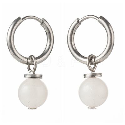 Natural White Jade Beads Earrings for Girl Women Gift EJEW-JE04607-03-1