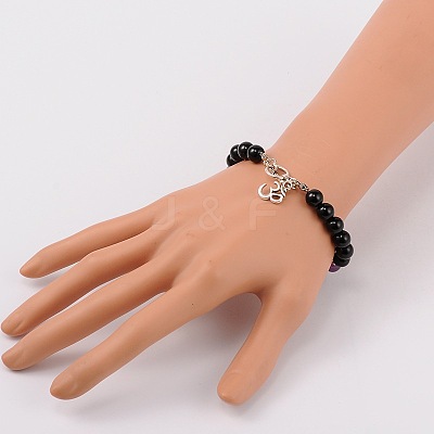 Natural Gemstone Chakra Charm Bracelets BJEW-JB01693-1