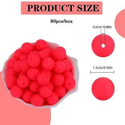 80Pcs Round Silicone Focal Beads SIL-SZ0001-24-03-1