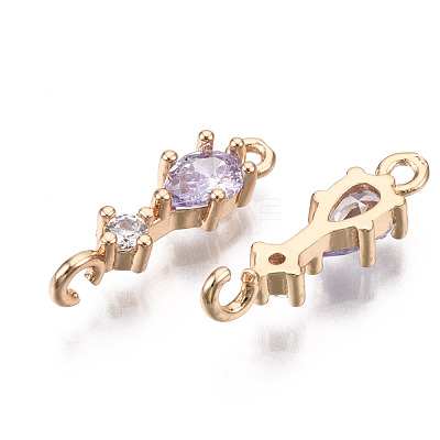 Brass Micro Pave Cubic Zirconia Links Connectors X-KK-R111-007-A05-1