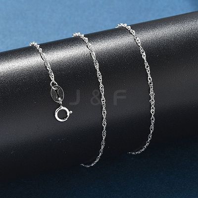 Anti-Tarnish Rhodium Plated 925 Sterling Silver Singapore Chain Necklaces STER-F039-40cm-06P-1
