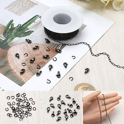 10M Ion Plating(IP) 304 Stainless Steel Paperclip Chains wih 50Pcs Open Jump Rings with 20Pcs Lobster Claw Clasps FIND-SC0012-56C-1