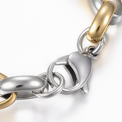 Two Tone 201 Stainless Link Steel Bracelets BJEW-F292-06GP-1