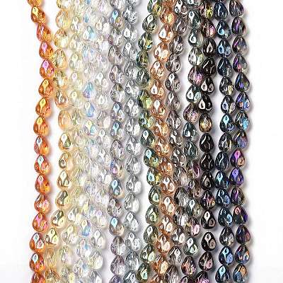 Transparent Electroplate Glass Beads Strands GLAA-C025-02-1