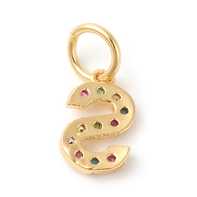 Brass Micro Pave Colorful Cubic Zirconia Charms ZIRC-F092-01-S-1