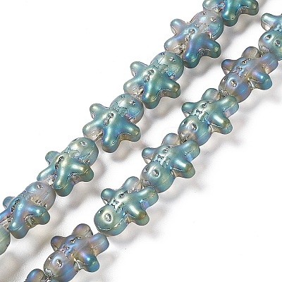 Full Rainbow Plated Forsted Electroplate Glass Beads GLAA-P005-FR04-1