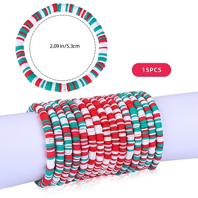 Handmade Polymer Clay Heishi Surfer Stretch Bracelets Set BJEW-SW00099-01-1