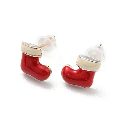 Christmas Theme Brass Stud Earrings EJEW-D062-01J-S-1