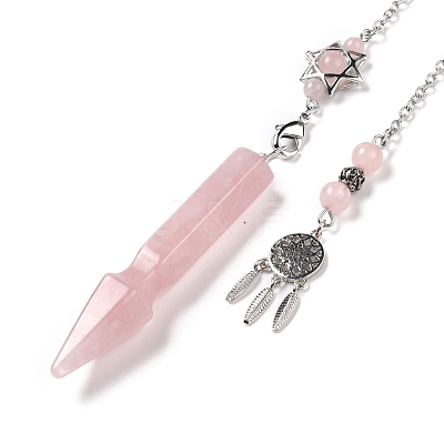 Natural Rose Quartz Pointed Dowsing Pendulums G-I322-01P-01-1