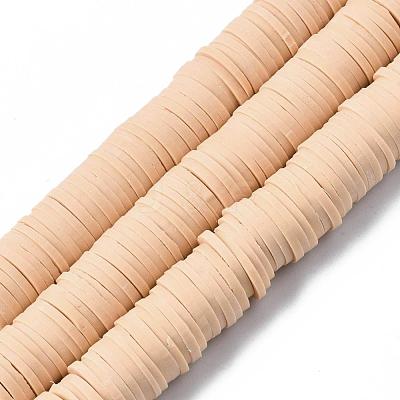 Flat Round Handmade Polymer Clay Beads CLAY-R067-12mm-53-1