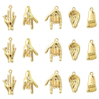 30Pcs 5 Styles Alloy Rhinestone Pendants FIND-CJ0002-42-1