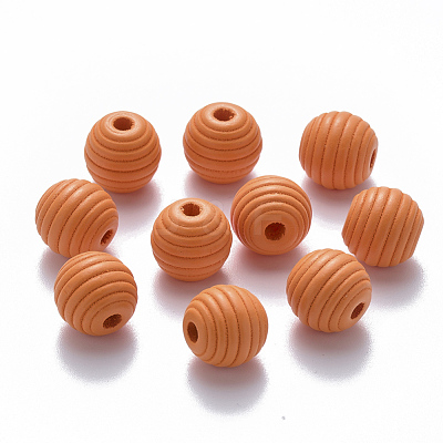 Painted Natural Wood Beehive Beads WOOD-Q040-019B-A06-1