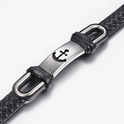 PU Leather Braided Cord Bracelets BJEW-E324-C07-1