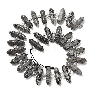 Natural Map Stone Double Terminated Point Beads Strands G-H069-B09-01-1
