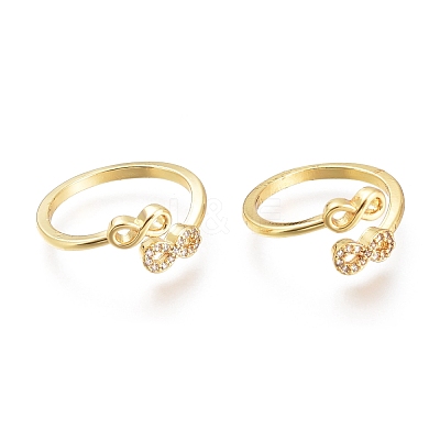 Brass Micro Pave Clear Cubic Zirconia Cuff Rings RJEW-I073-10G-1