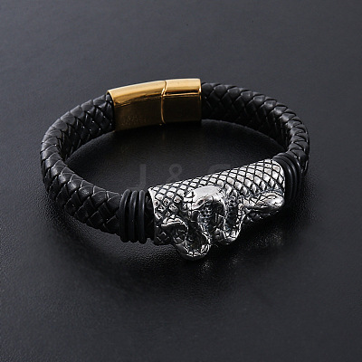 Punk Braided PU Leather Cord Bracelets VJ0992-2-1