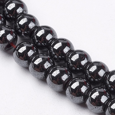 Magnetic Synthetic Hematite Beads Strands G-Q893-6mm-1