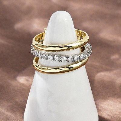 Brass Micro Pave Cubic Zirconia Finger Rings RJEW-D325-01PG-08-1