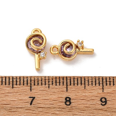 Brass Micro Pave Cubic Zirconia Pendants KK-K382-25G-01-1