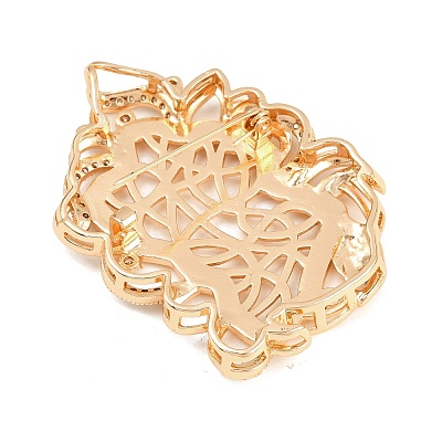 Brass Micro Pave Clear Cubic Zirconia Brooch Findings KK-Z122-09KCG-1