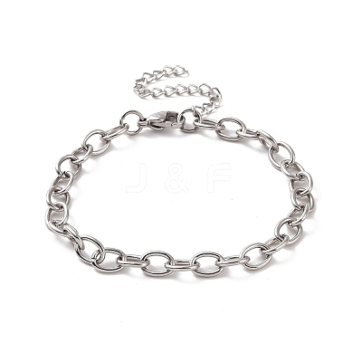 Non-Tarnish 304 Stainless Steel Cable Chain Bracelet for Men Women BJEW-E031-01P-05-1