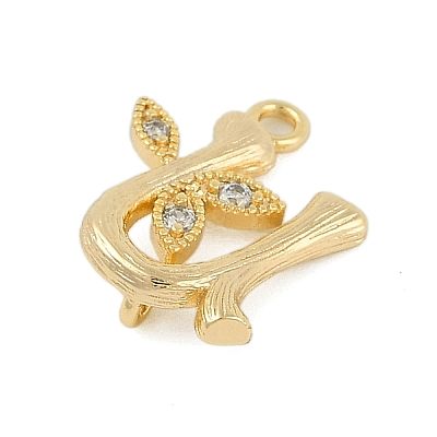 Brass Crystal Rhinestone Letter Links Connector Charms KK-S395-06G-U-1