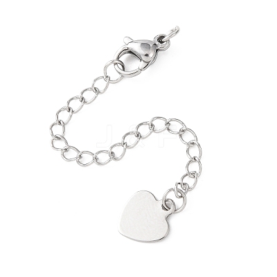 304 Stainless Steel Chain Extender with Heart Charms STAS-G383-03P-1