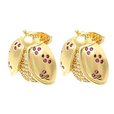Brass Micro Pave Cubic Zirconia Stud Earrings EJEW-D355-02G-01-1