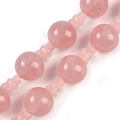 Natural Rose Quartz 3-Hole Guru Beads Strands G-H064-E01-02-1