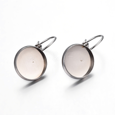 Tarnish Resistant 304 Stainless Steel Leverback Earring Settings X-STAS-F191-03P-12mm-1