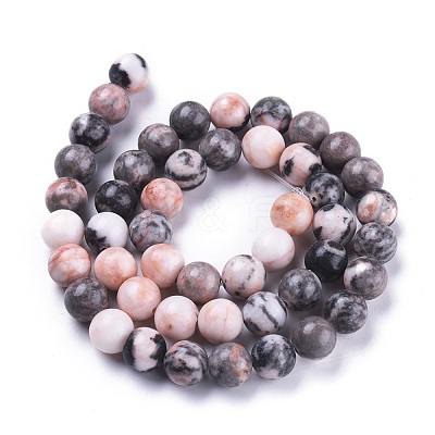 Natural Pink Zebra Jasper Beads Strands G-K410-04-8mm-1