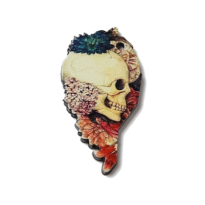 Printed Halloween Themed Acrylic Pendants OACR-L018-12A-1