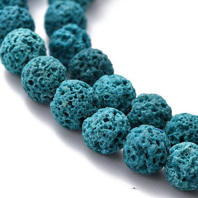 Natural Lava Rock Round Bead Strands G-I124-6mm-09-1