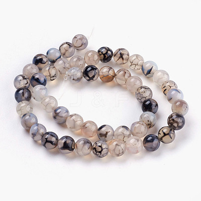 Round Natural Dragon Veins Agate Beads Strands G-S124-8mm-1