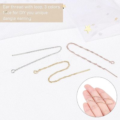 9 Pairs 3 Colors Brass Stud Earring Findings KK-UN0001-06-1
