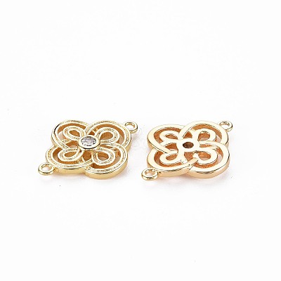 Brass Micro Pave Clear Cubic Zirconia Connector Charms X-KK-S356-712-1