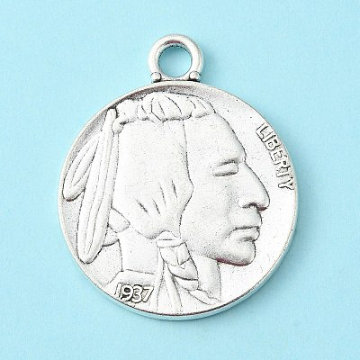 Tibetan Style Alloy Coin Pendants LS-TIBEP-GC001-AS-RS-1