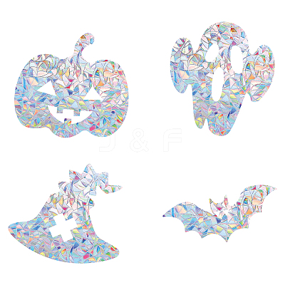 16Sheets 4 Style Waterproof PVC Colored Laser Stained Window Film Adhesive Stickers DIY-WH0256-059-1