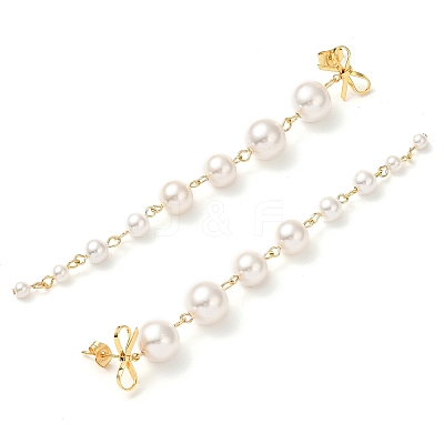 Shell Pearl Round Stud Earrings for Women EJEW-JE06195-02-1