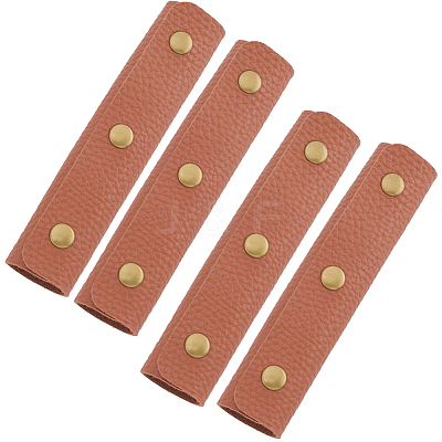 4Pcs Rectangle PU Leather Bag Handles Protective Sleeve FIND-GF0006-48A-1