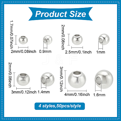 200Pcs 4 Styles Brass Beads KK-BC0013-83-1