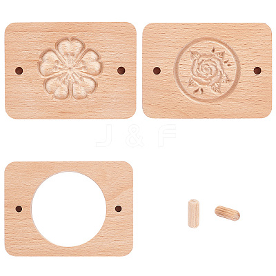 3 Styles Rose & Sakura Wooden Hand Press Moon Cake Maker WOOD-FG0001-43-1