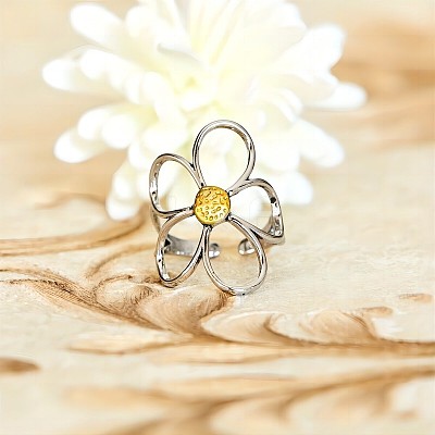 Hollow Flower Alloy Open Cuff Ring FS-WGDF3EE-01-1
