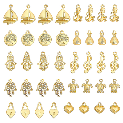 40Pcs 10 Style Rack Plating Alloy Pendants PALLOY-CA0002-41-1