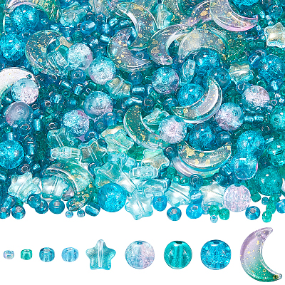 Mixed Styles Transparent Glass Beads GLAA-SC0002-18B-1