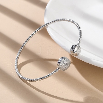 Clear Cubic Zirconia Open Cuff Bangle BJEW-G737-01P-03-1