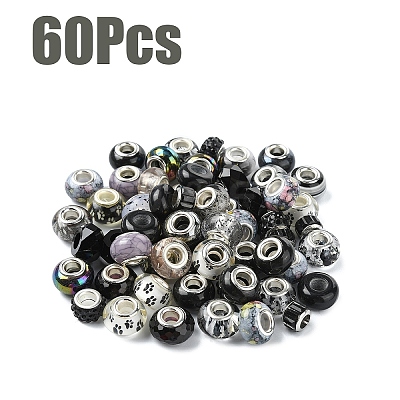 60Pcs Resin European Beads RPDL-YW0001-14B-1